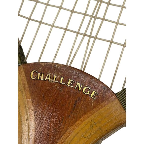 Antique 1900’s Wright & Ditson gut string Challenge Tennis Racket USA Pat - Picture 3 of 16